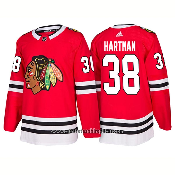 Camiseta Hockey Chicago Blackhawks 38 Ryan Hartman Primera 2018 Rojo